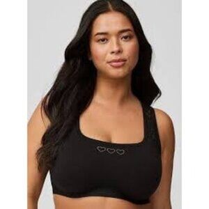 Torrid Cotton Square Neck Bralette Racerback Rhinestones Stretchy Lace Sheer 3X